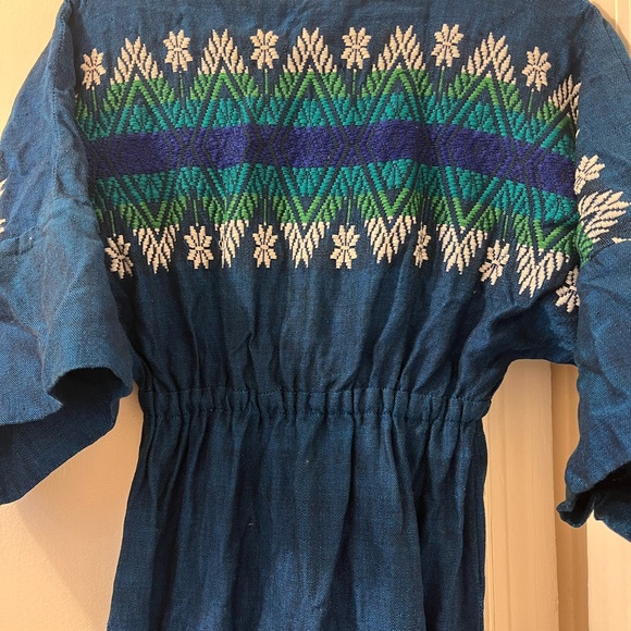 Vintage Boho Hippie 70s/60s Embroidered Denim Maxi Dress - Picture 2 of 7